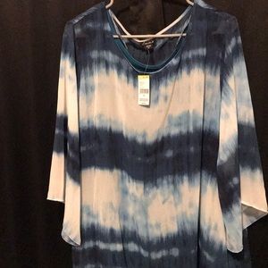 COPY - Plus Size Blue Tie Dye Blouse